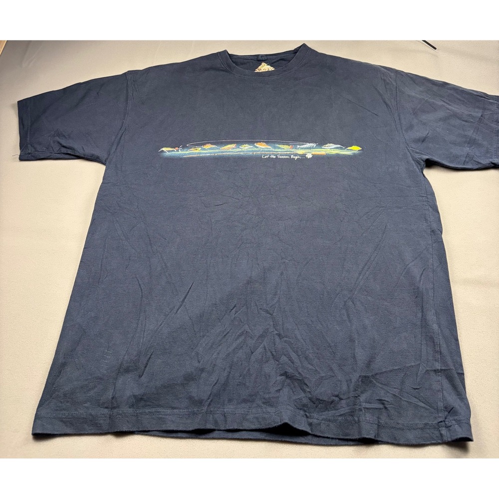 Newport Blue Mens XXL Navy Fishing Lures Graphic T-Shirt Cotton Short Sleeve